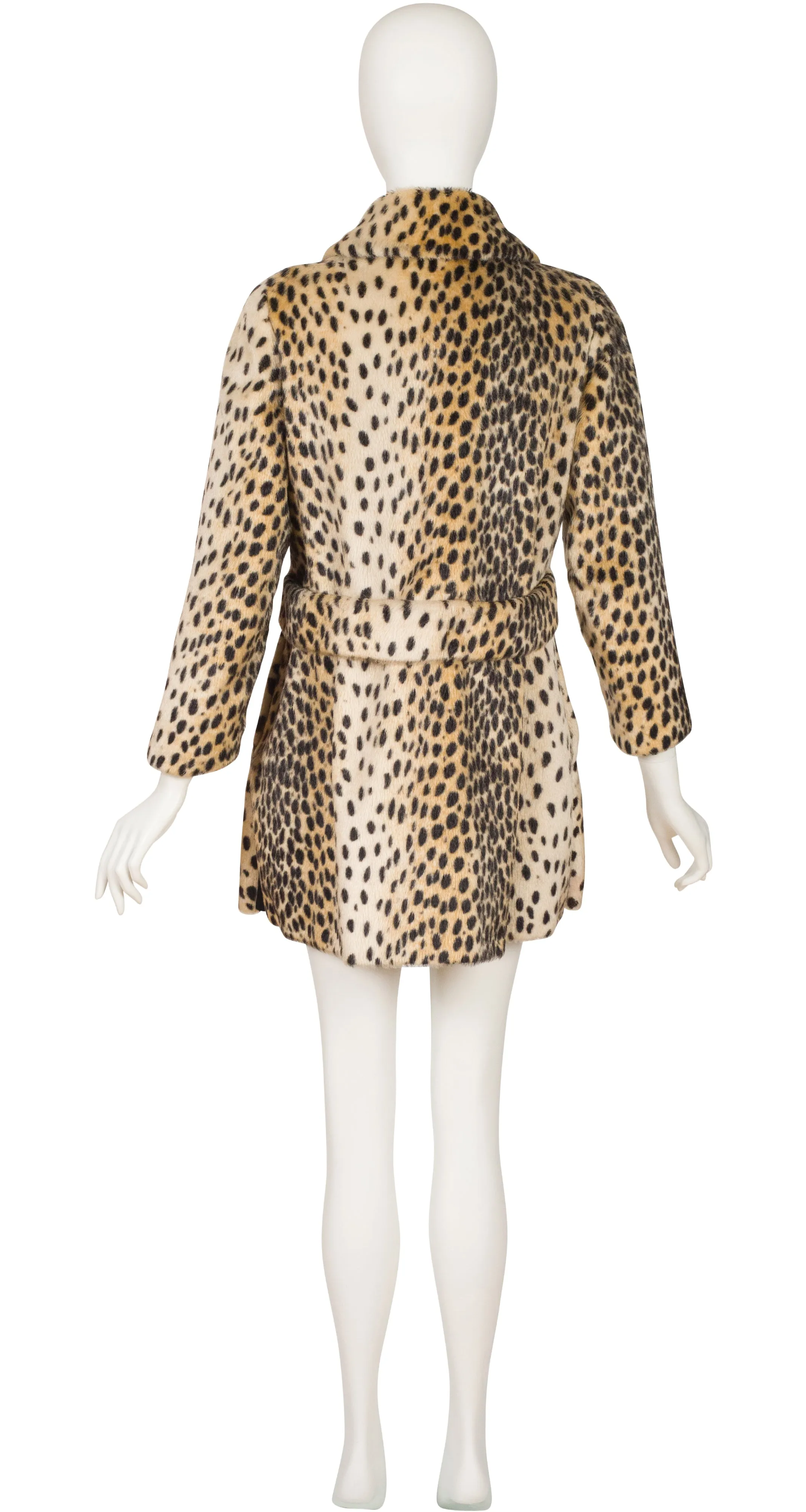 1960s Cheetah Print Faux Fur Double-Breasted Coat