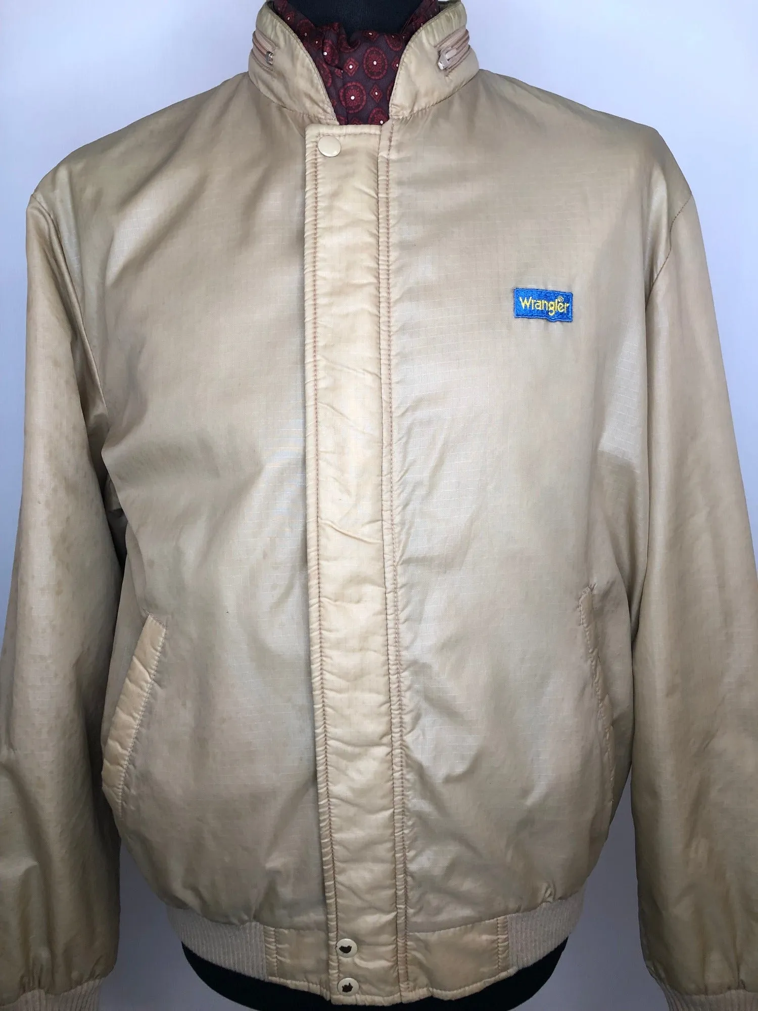1970s Bomber Jacket in Beige by Wrangler - Size XL