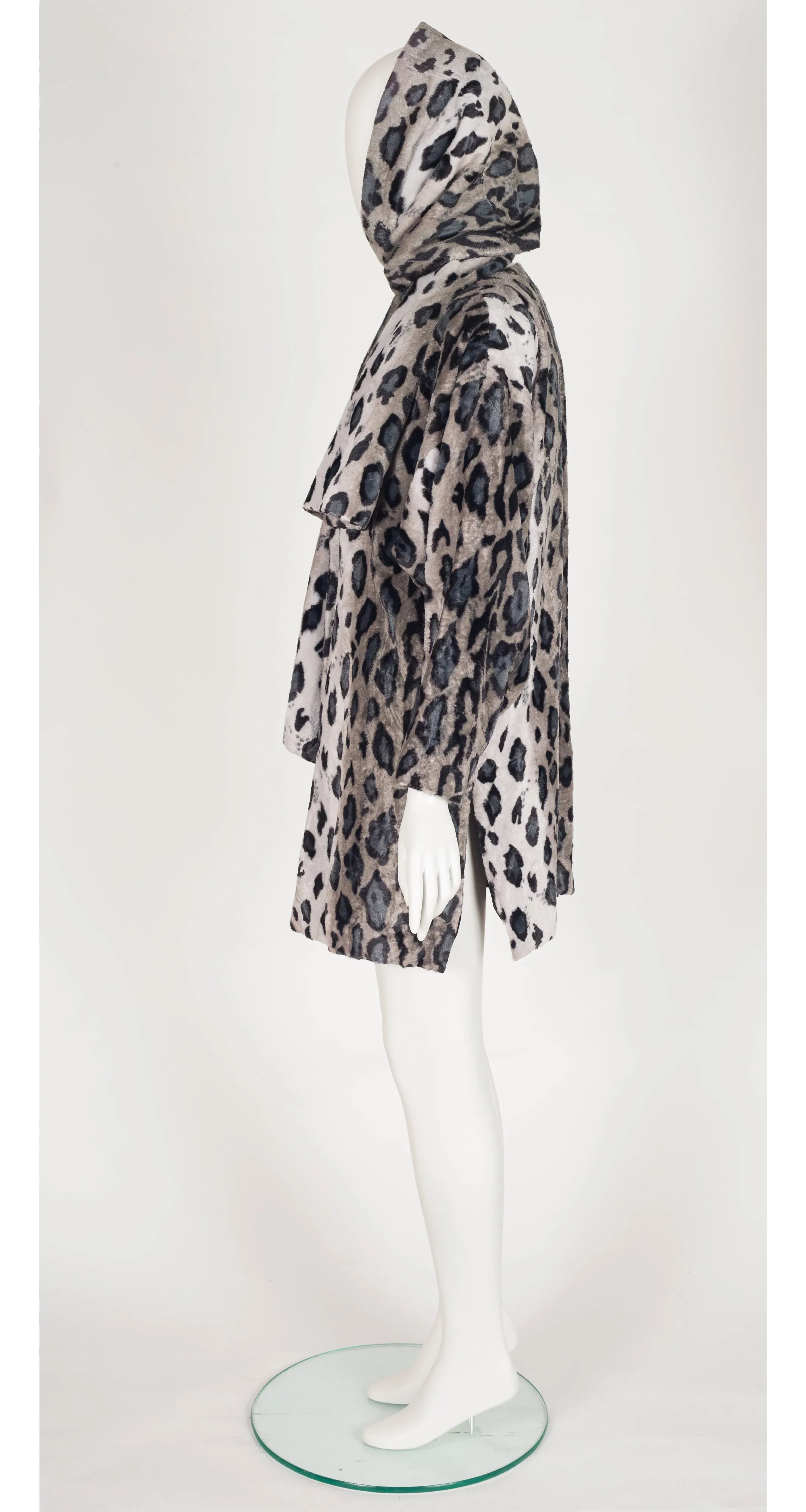 1990s Snow Leopard Faux Fur Coat & Scarf Set