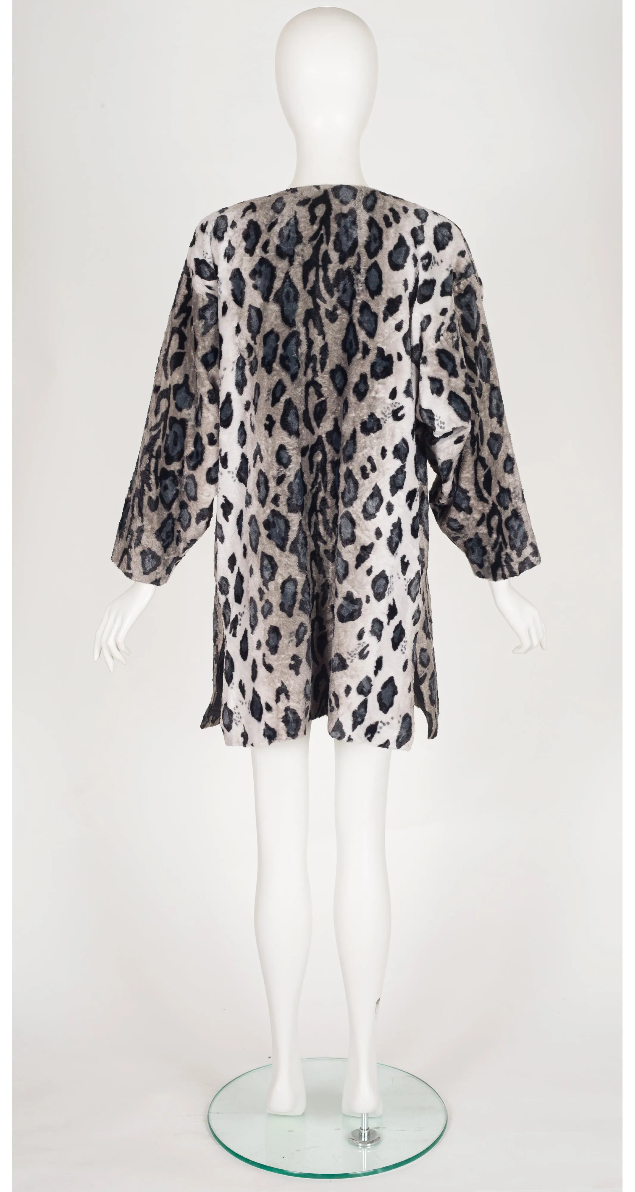 1990s Snow Leopard Faux Fur Coat & Scarf Set