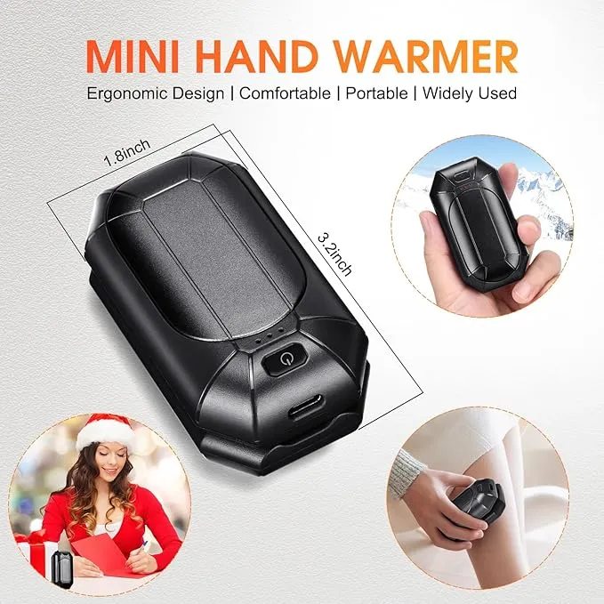2 Pcs Mini Hand Warmer Rechargeable, 2000mAh*2 Portable Hand Warmer Reusable, 3 Levels Temperature Adjustable 2 in 1 Hand Warmer, Outdoor Indoor Warm Gift for Men Women Children