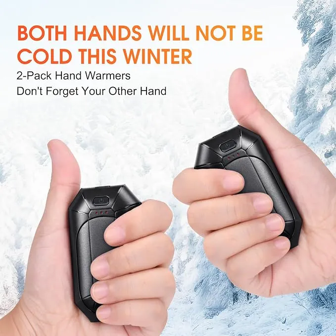 2 Pcs Mini Hand Warmer Rechargeable, 2000mAh*2 Portable Hand Warmer Reusable, 3 Levels Temperature Adjustable 2 in 1 Hand Warmer, Outdoor Indoor Warm Gift for Men Women Children