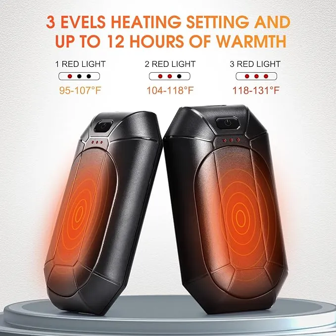 2 Pcs Mini Hand Warmer Rechargeable, 2000mAh*2 Portable Hand Warmer Reusable, 3 Levels Temperature Adjustable 2 in 1 Hand Warmer, Outdoor Indoor Warm Gift for Men Women Children