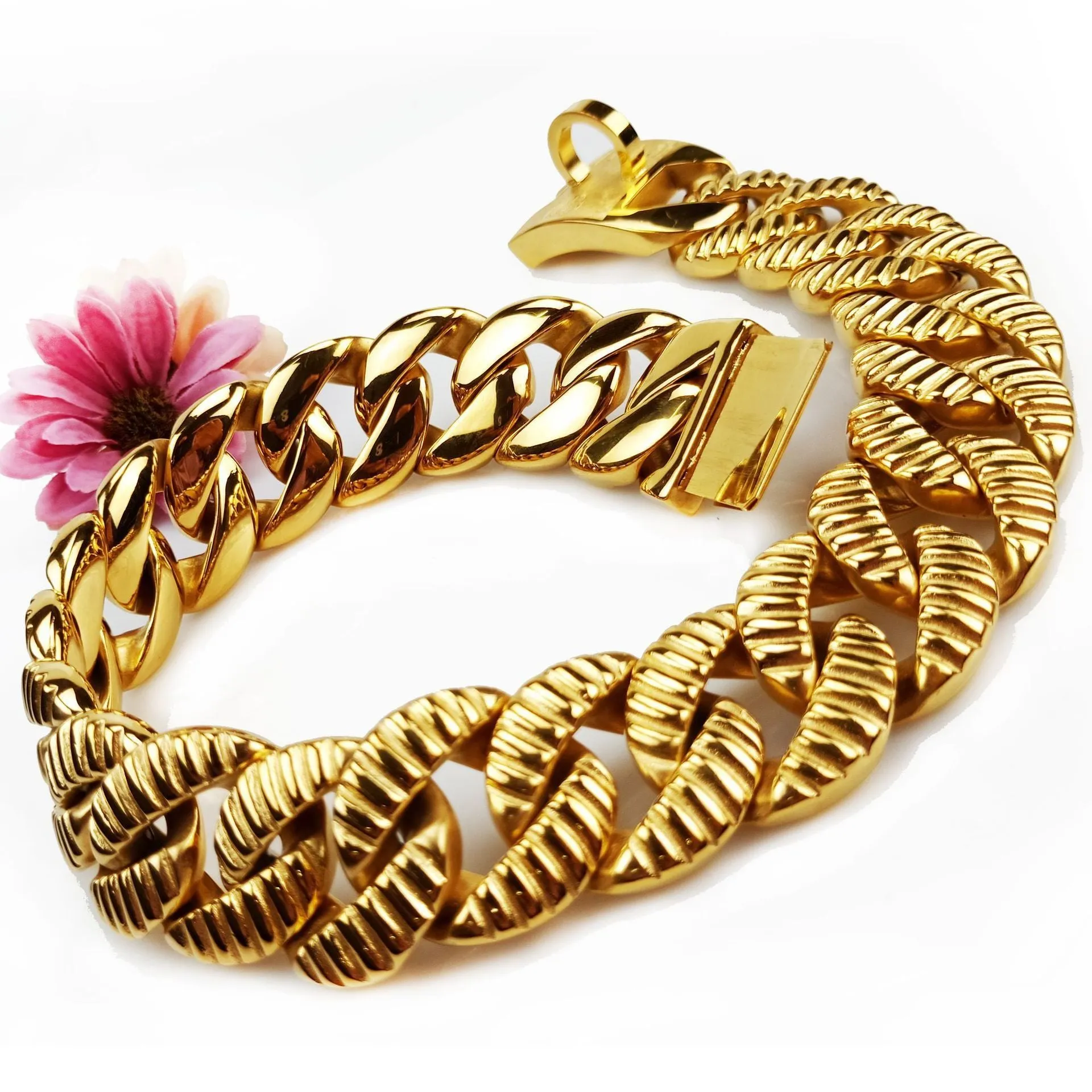 32MM Tree Leaf Shape Stainless Steel Chain Dog Collar