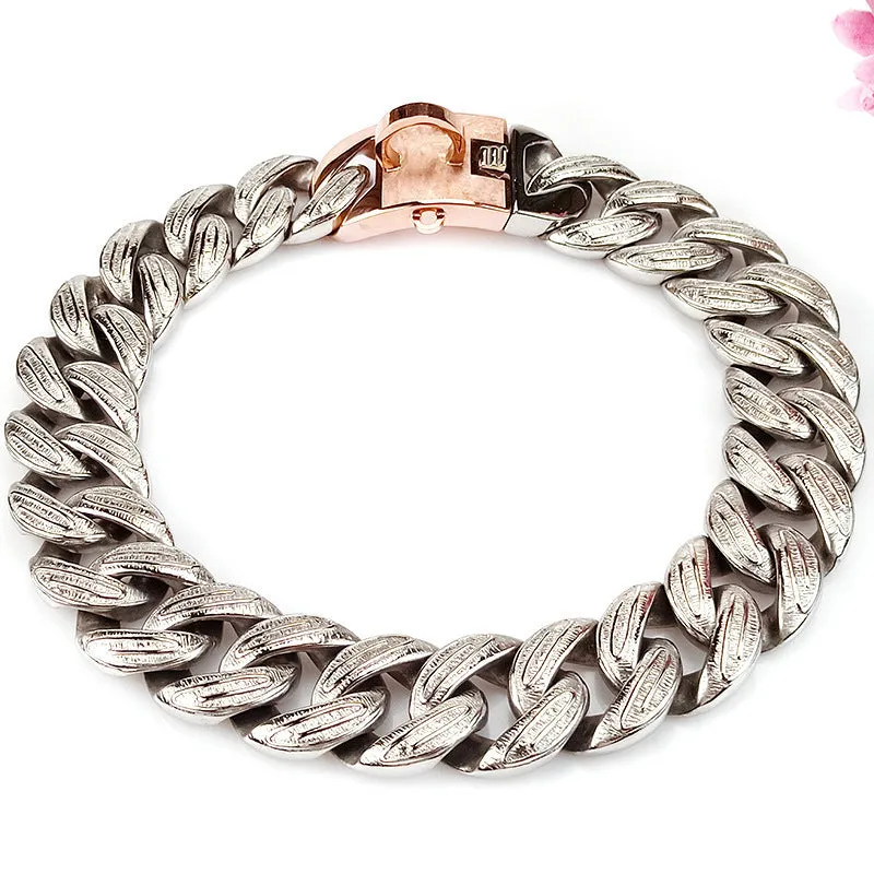 32MM Tree Leaf Shape Stainless Steel Chain Dog Collar