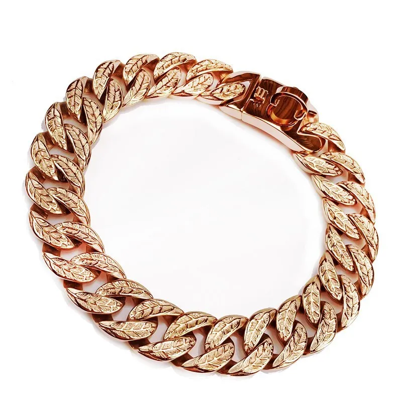 32MM Tree Leaf Shape Stainless Steel Chain Dog Collar
