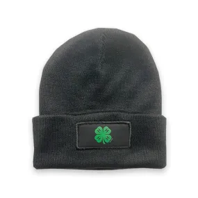 4-H Black Knit Beanie with Patch