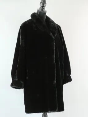80s Michael Alexis Paris Black Faux Fur Coat - AU14-16