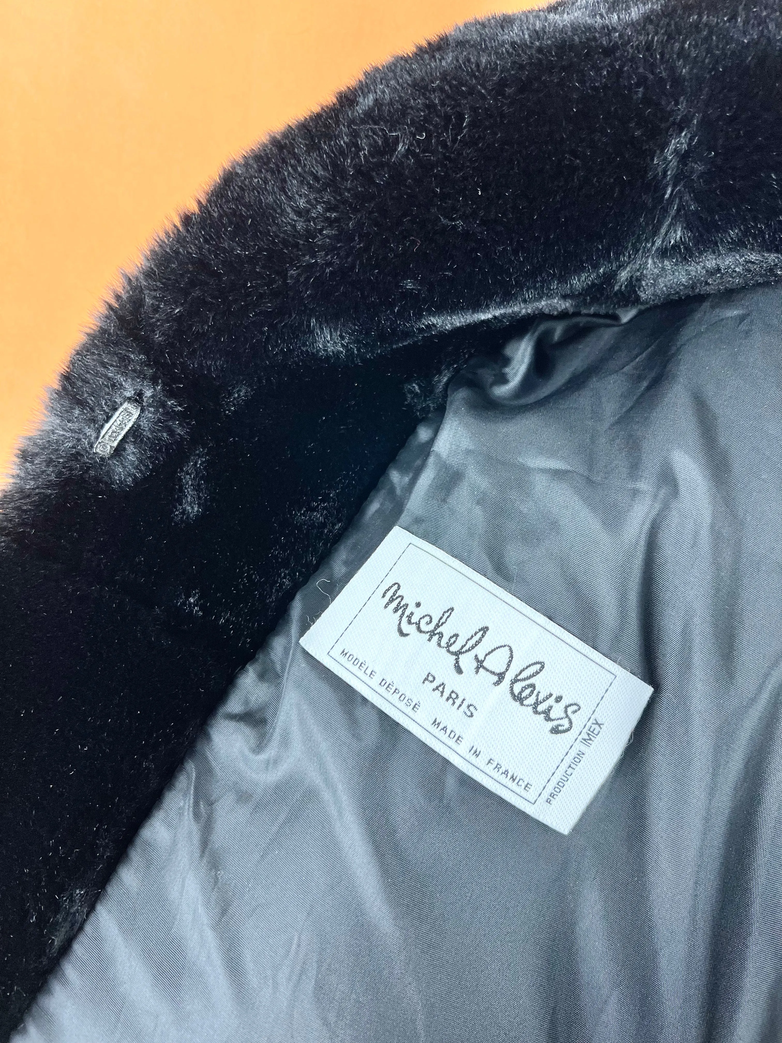 80s Michael Alexis Paris Black Faux Fur Coat - AU14-16
