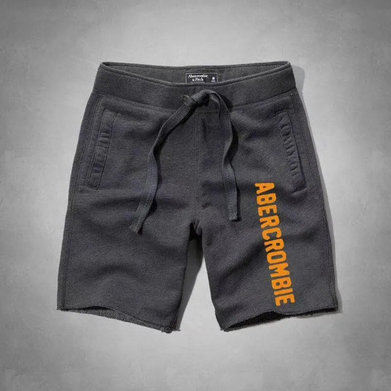 Abercrombie Men's With Yellow Logo Jogger Shorts-Ash