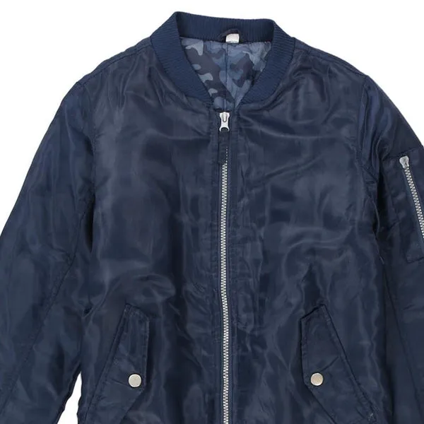 Age 12 Champion Bomber Jacket - Medium Navy Nylon Blend