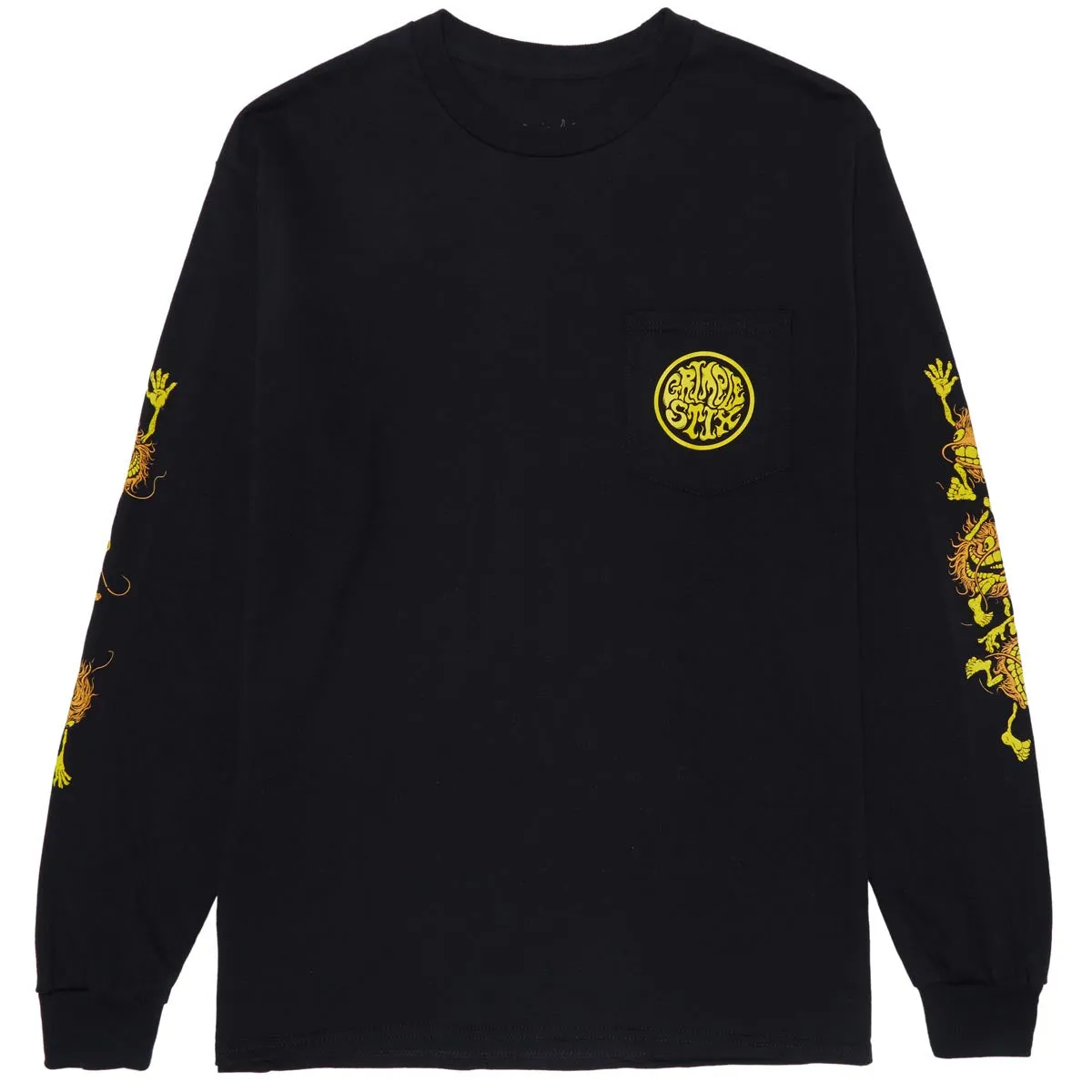Anti-Hero Grimple Long Sleeve Pocket T-Shirt - Black/Orange/Yellow/Black