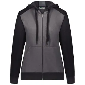 Augusta Sportswear Women's Carbon Heather/Black Three-Season Fleece Full Zip Hoodie