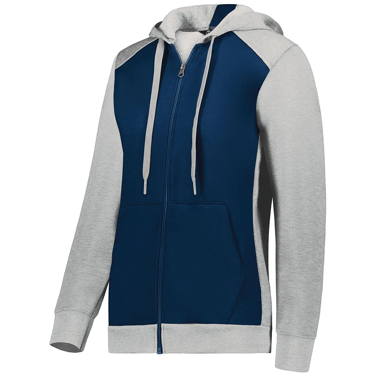 Augusta Sportswear Women's Navy/Grey Heather Three-Season Fleece Full Zip Hoodie