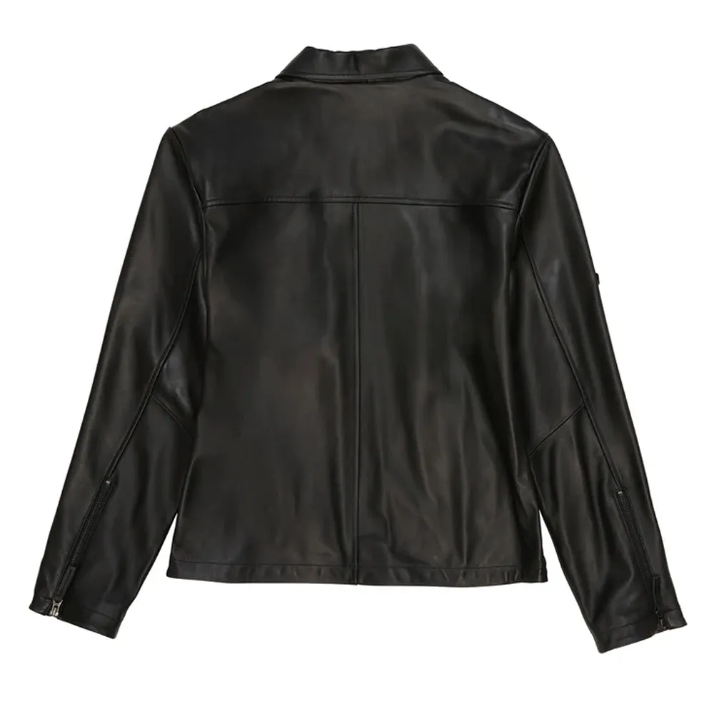 Avirex Black Aviator Shirt Leather Jacket