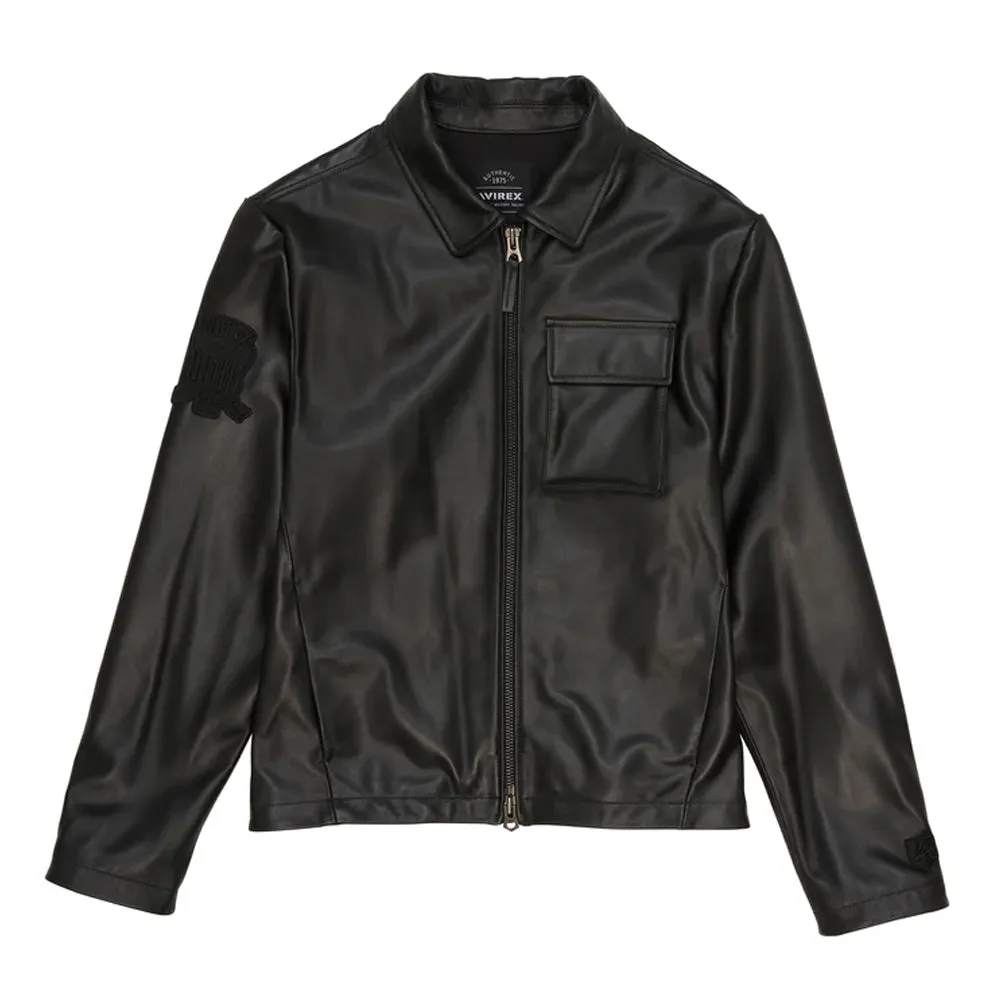 Avirex Black Aviator Shirt Leather Jacket