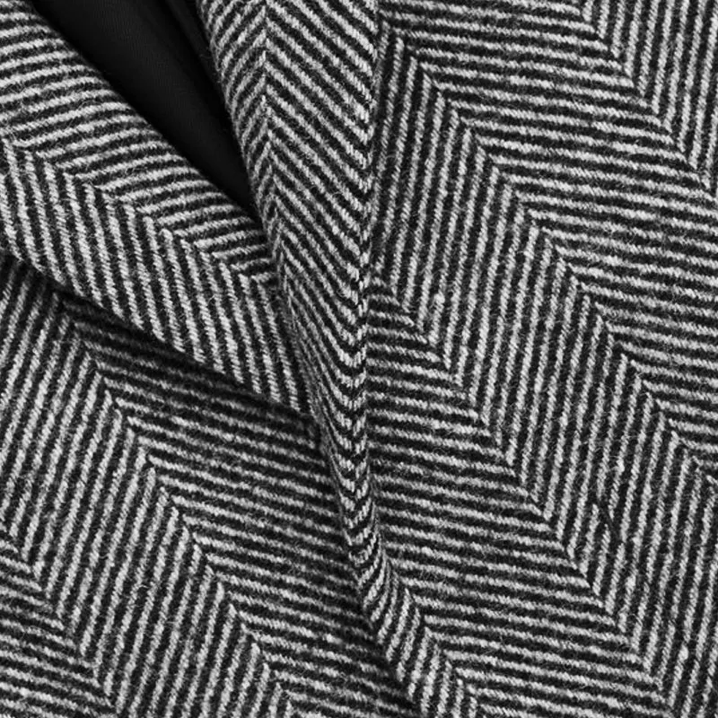 BACKWOODS | Men's Vintage Herringbone Fabric Spliced Fur Collar Coat