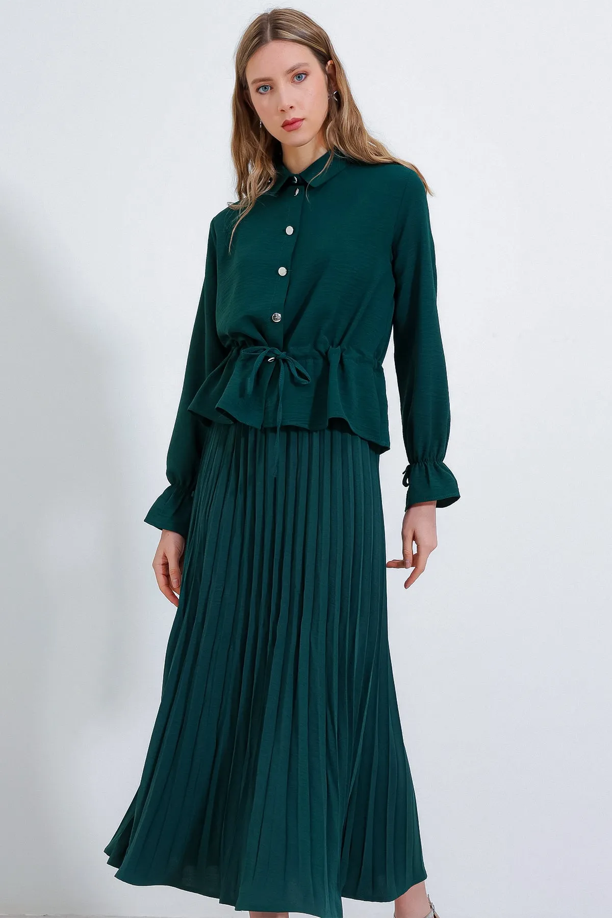 BGD Women Pleated Skirt Suit Set - Emerald Green - Avondale