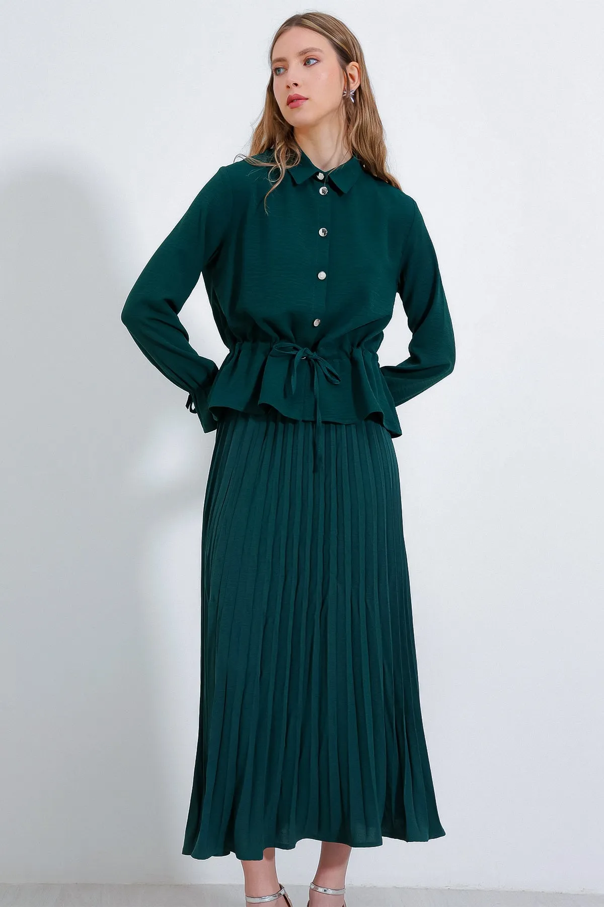 BGD Women Pleated Skirt Suit Set - Emerald Green - Avondale