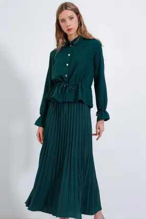 BGD Women Pleated Skirt Suit Set - Emerald Green - Avondale