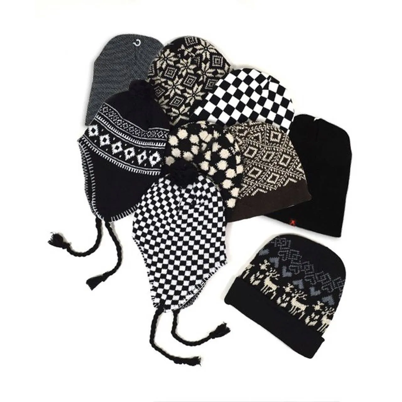 Black & White Nordic Design Ski Pom Pom Hat