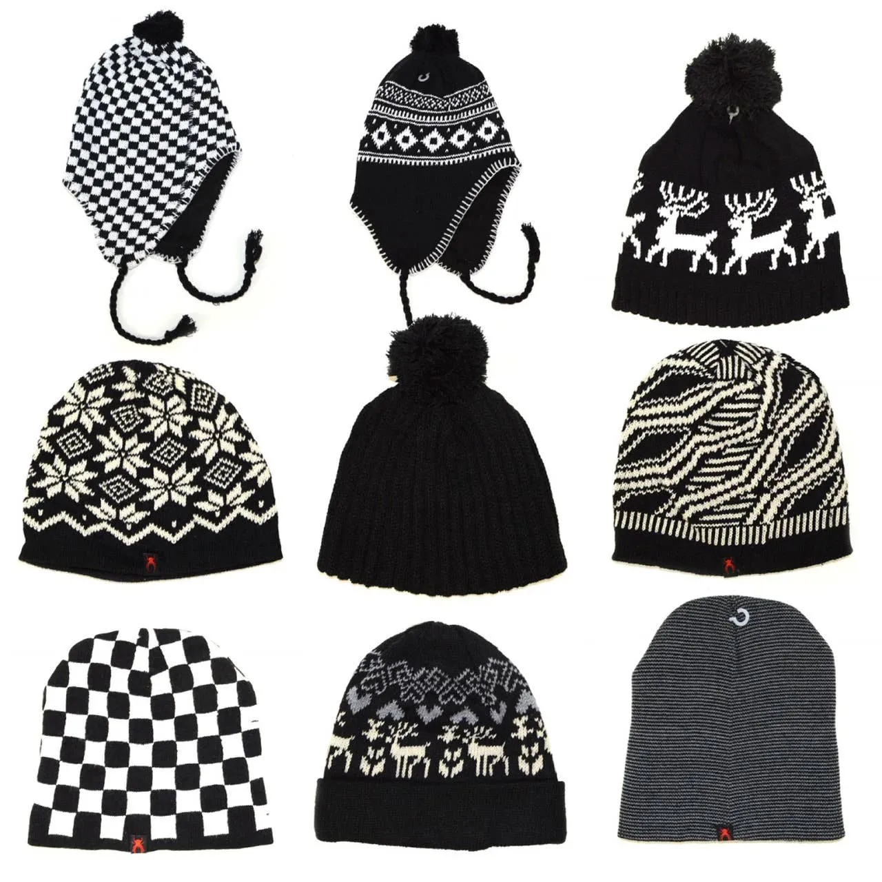 Black & White Nordic Design Ski Pom Pom Hat