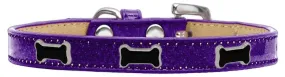 Black Bone Widget Dog Collar Purple Ice Cream Size 16
