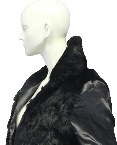Black Rabbit Fur Coat Size Large SKU 000053