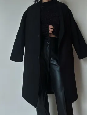 Black Single Breasted Long Coat