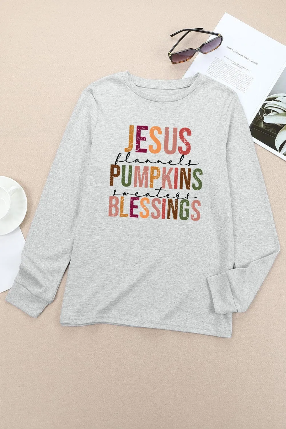 Blessed Pumpkin Patch Gray Long Sleeve T Shirt