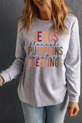 Blessed Pumpkin Patch Gray Long Sleeve T Shirt