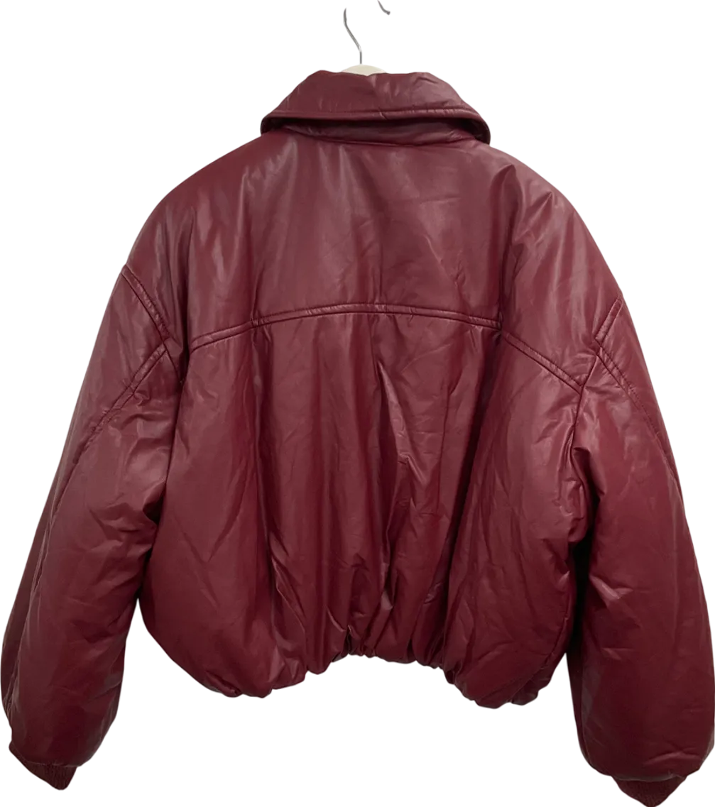 boohoo Red Padded Faux Leather Bomber Jacket UK 14