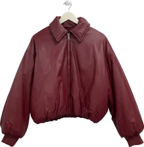 boohoo Red Padded Faux Leather Bomber Jacket UK 14