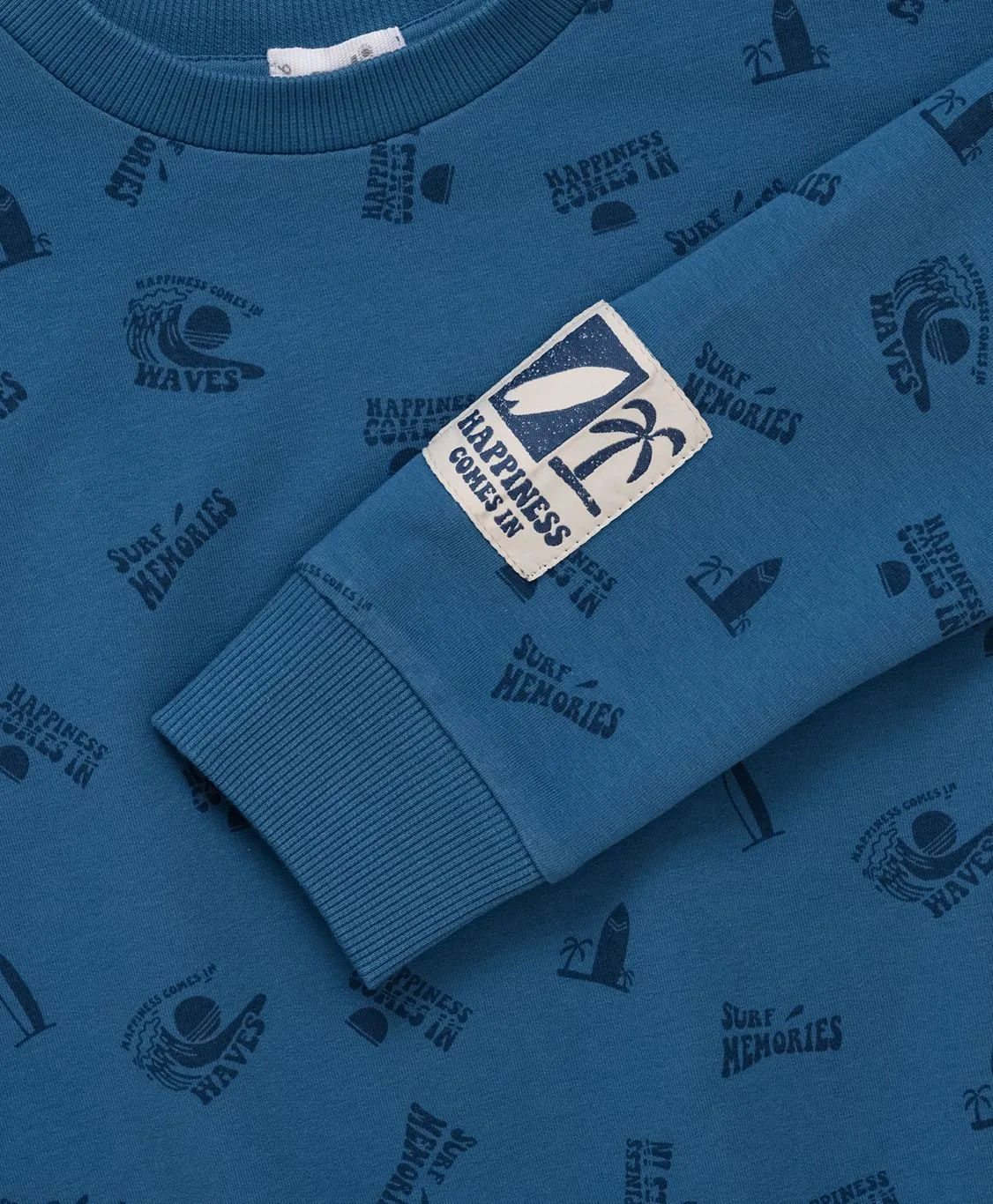 Boys Blue Printed Sweatshirt