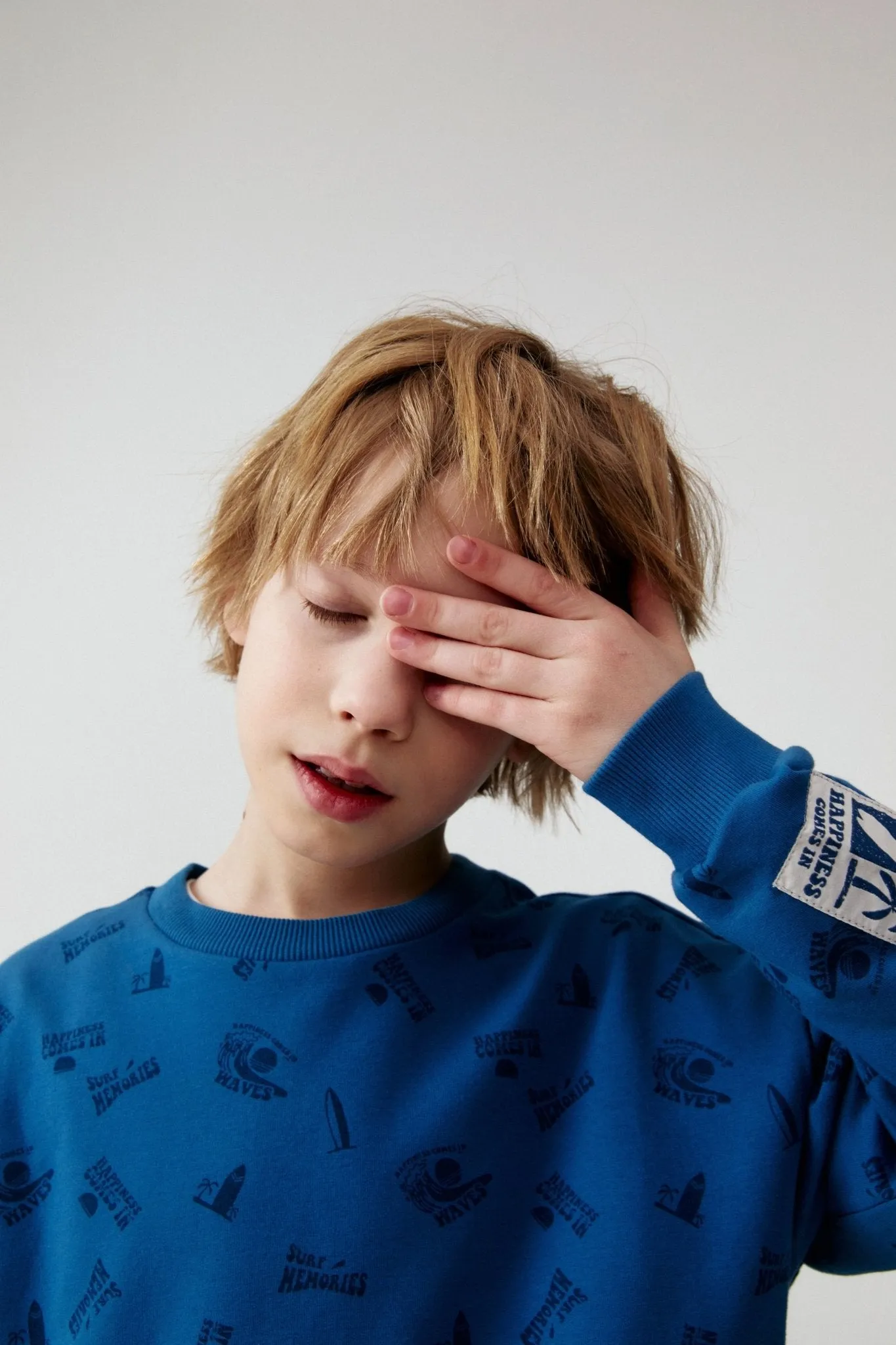 Boys Blue Printed Sweatshirt