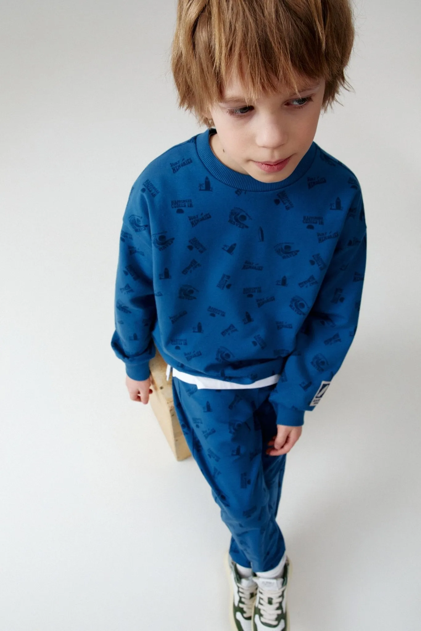 Boys Blue Printed Sweatshirt