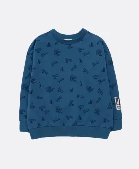 Boys Blue Printed Sweatshirt