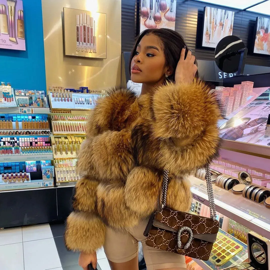 Brown Faux Fur Thick Short Jacket