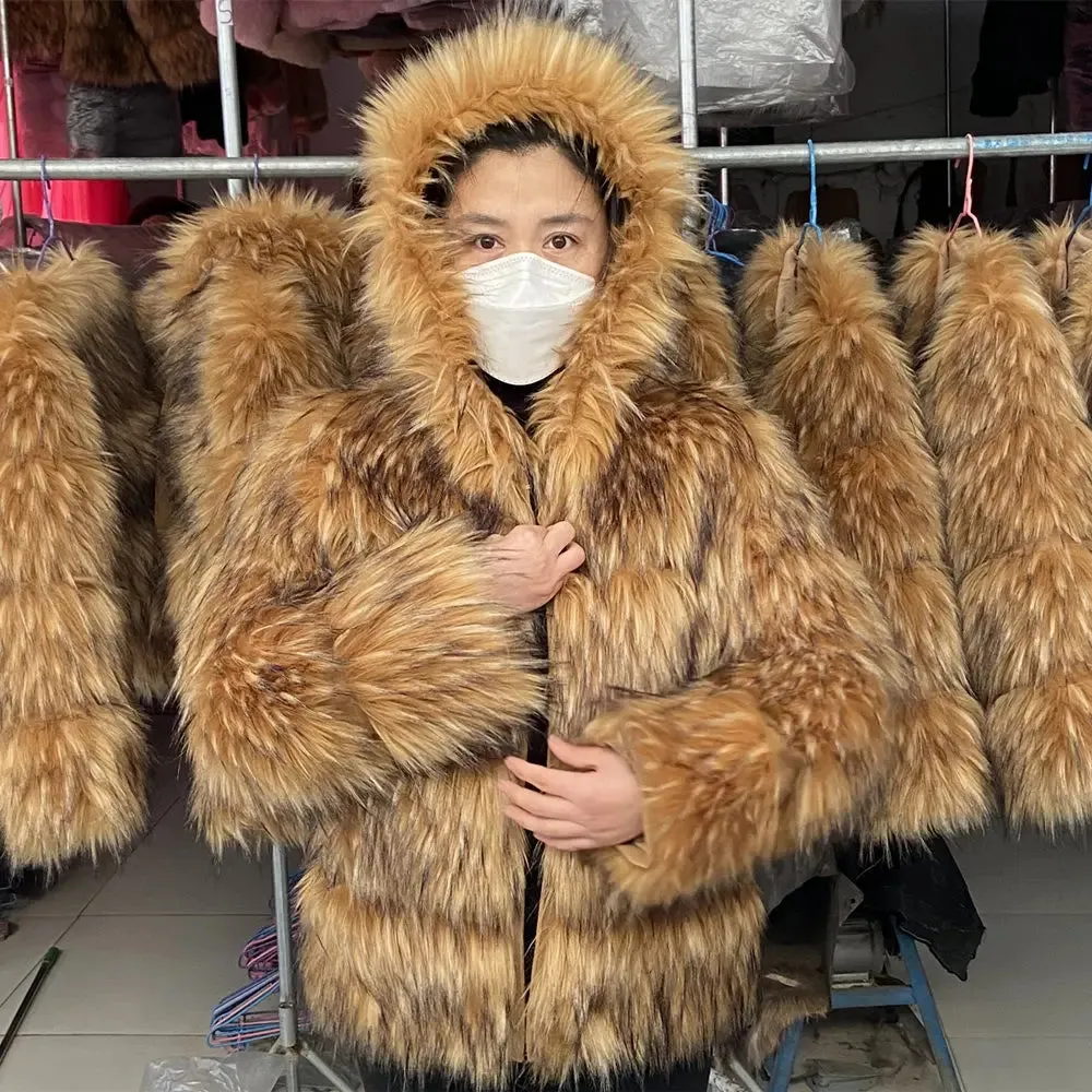 Brown Faux Fur Thick Short Jacket