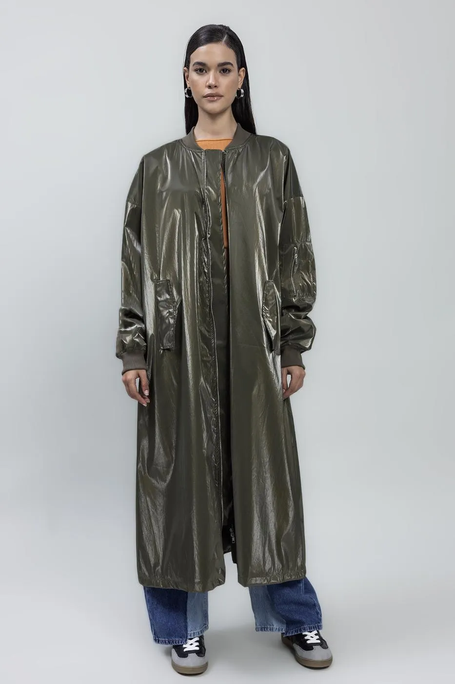 BSL Women Oversized Patent Leather Trenchcoat - Hoffman Estates