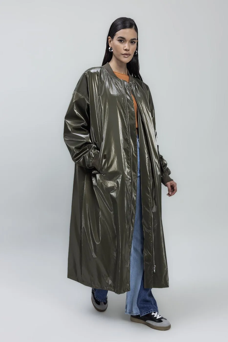 BSL Women Oversized Patent Leather Trenchcoat - Hoffman Estates