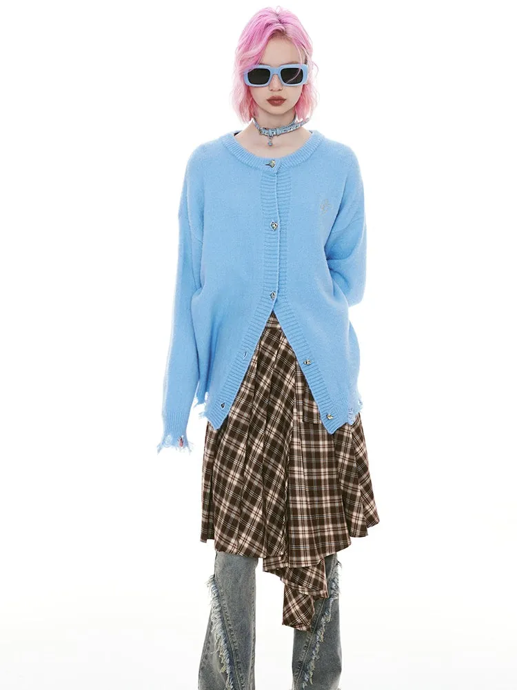 Casual Checked Retro Pleats Retro Flare Skirt