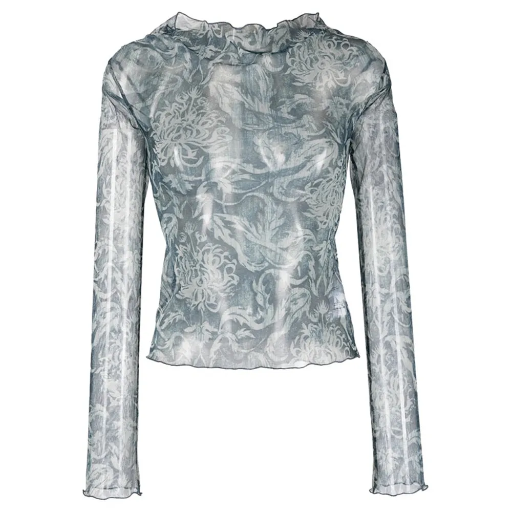 Casual Printing T Shirts For Women Round Neck Long Sleeve Slimming Summer T Shirt Female Fashion Style Clothing