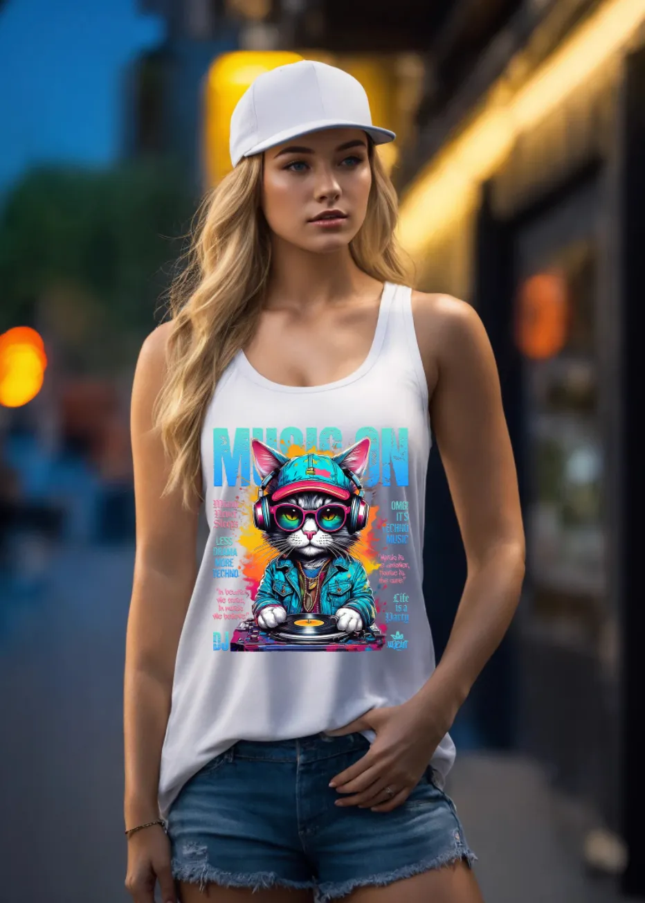 Cat DJ Art Tank Top | Grooveman Music TM