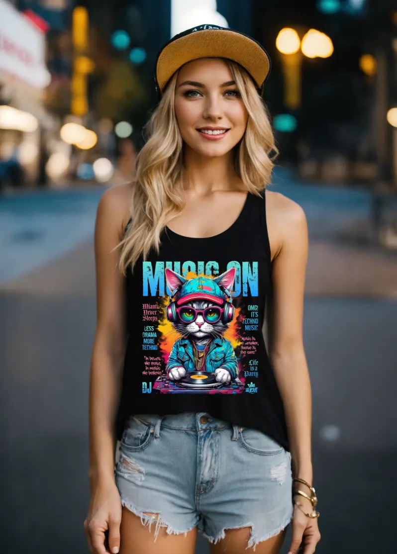 Cat DJ Art Tank Top | Grooveman Music TM