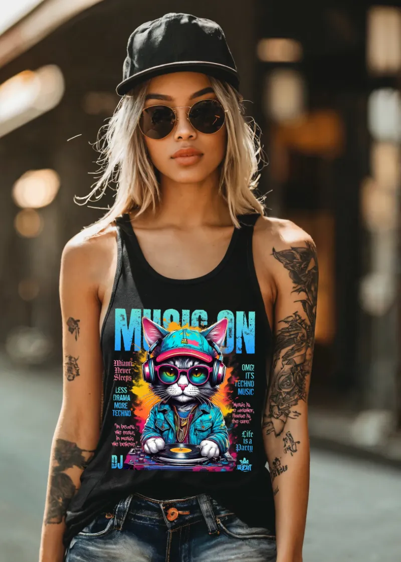 Cat DJ Art Tank Top | Grooveman Music TM