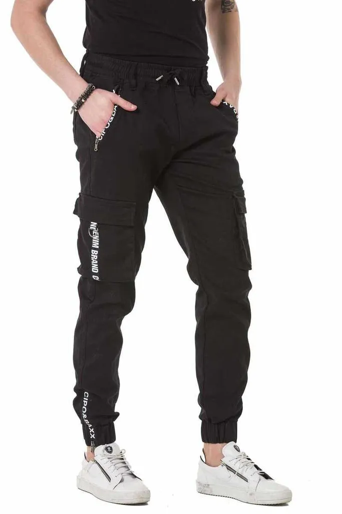 CD788 Elastic Waist Cargo Pocket Men's Sweatpants