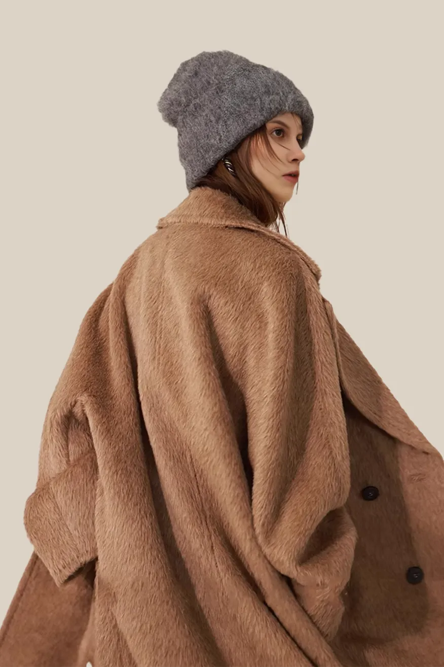 Classic Belted Double-breasted Alpaca Wool Coat
