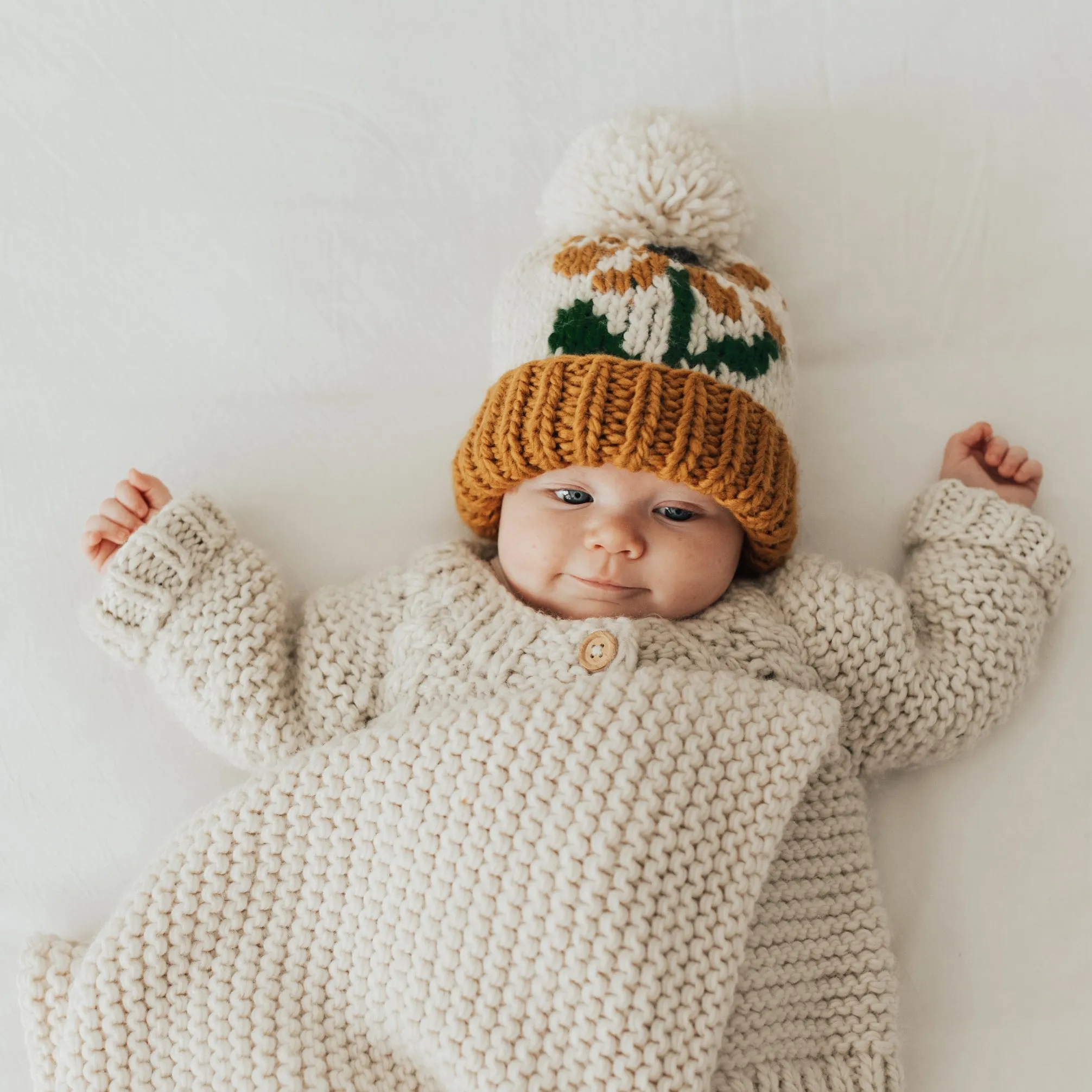 Coneflower Gold Knit Beanie Hat by Huggalugs