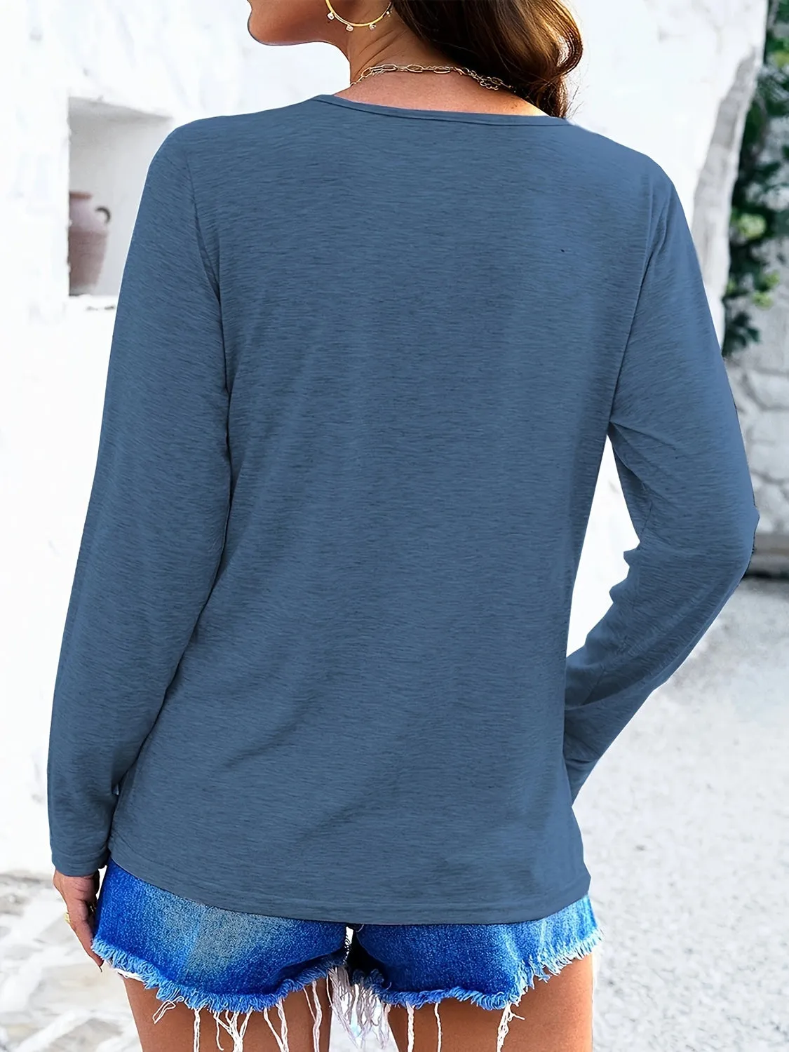 Crisscross V-Neck Long Sleeve Top